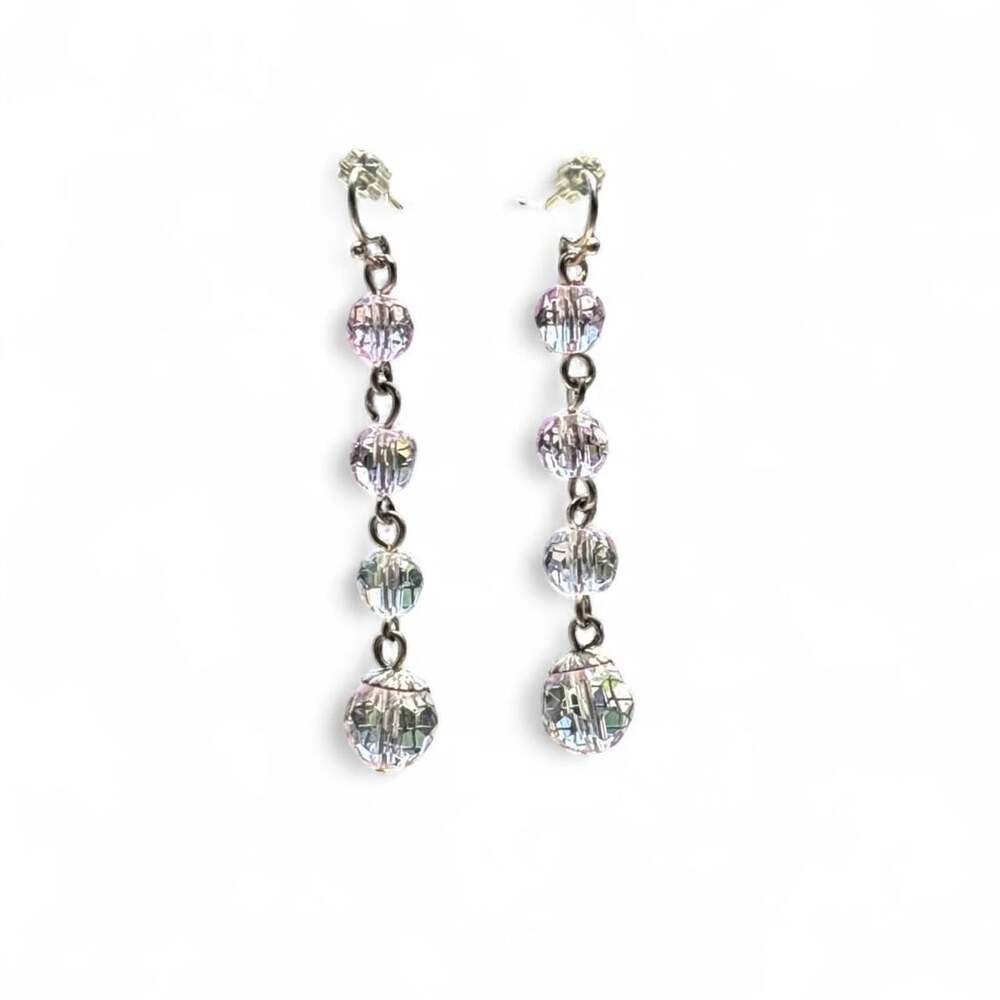Unbranded Pink Crystal Faceted Beaded Dangle Earrings